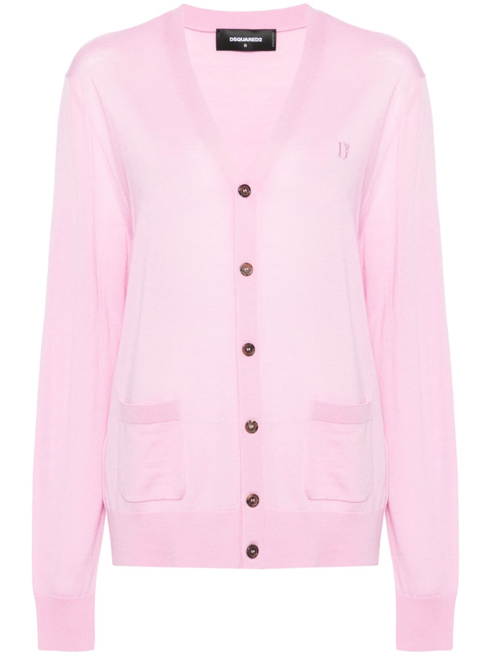 Dsquared2 Schurwollcardigan mit Logo-Stickerei - Rosa von Dsquared2