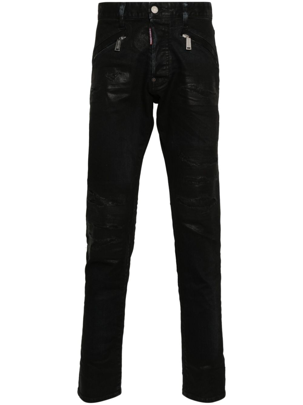 Dsquared2 Slim-Fig-Jeans mit verbranntem Effekt - Schwarz von Dsquared2