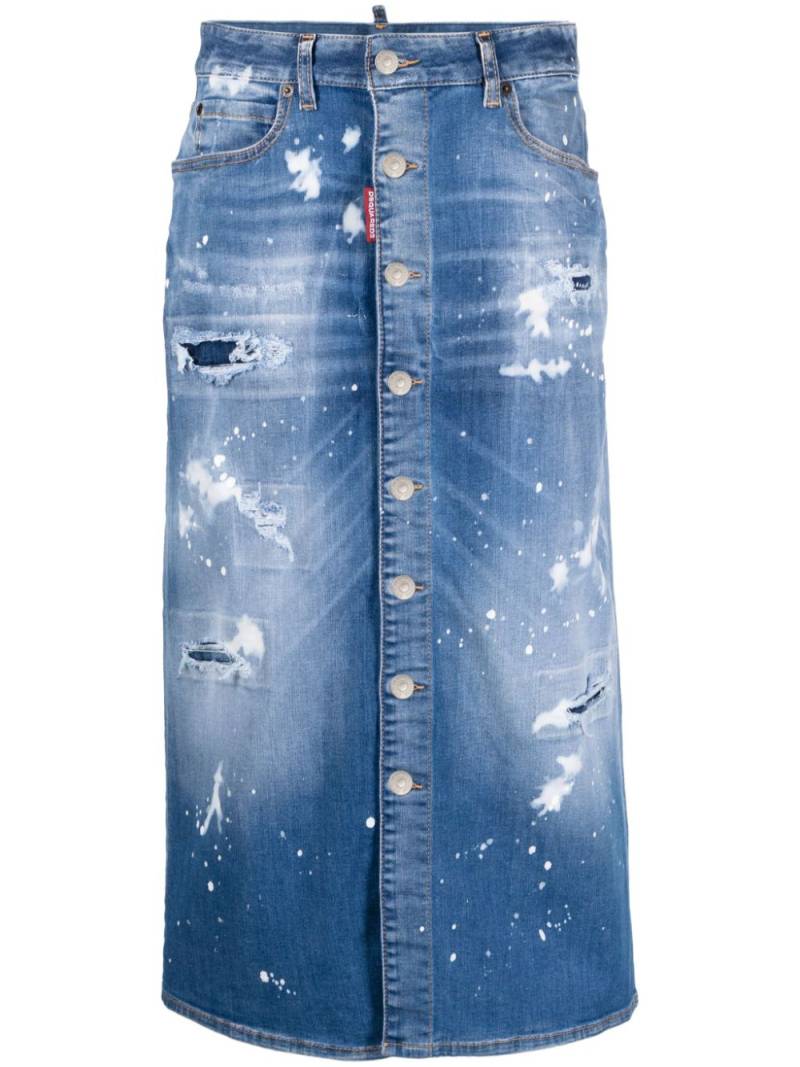 DSQUARED2 Jeans-Midirock im Distressed-Look - Blau von DSQUARED2