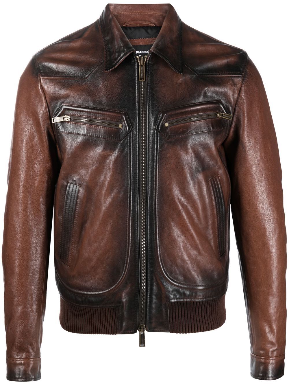 Dsquared2 faded-effect leather jacket - Braun von Dsquared2
