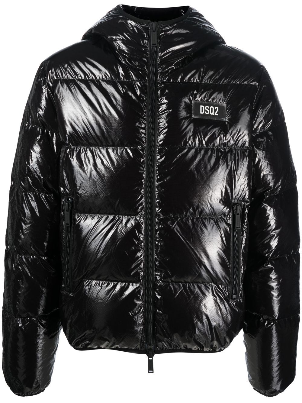 Dsquared2 Gefütterte Jacke mit Logo-Patch - Schwarz von Dsquared2