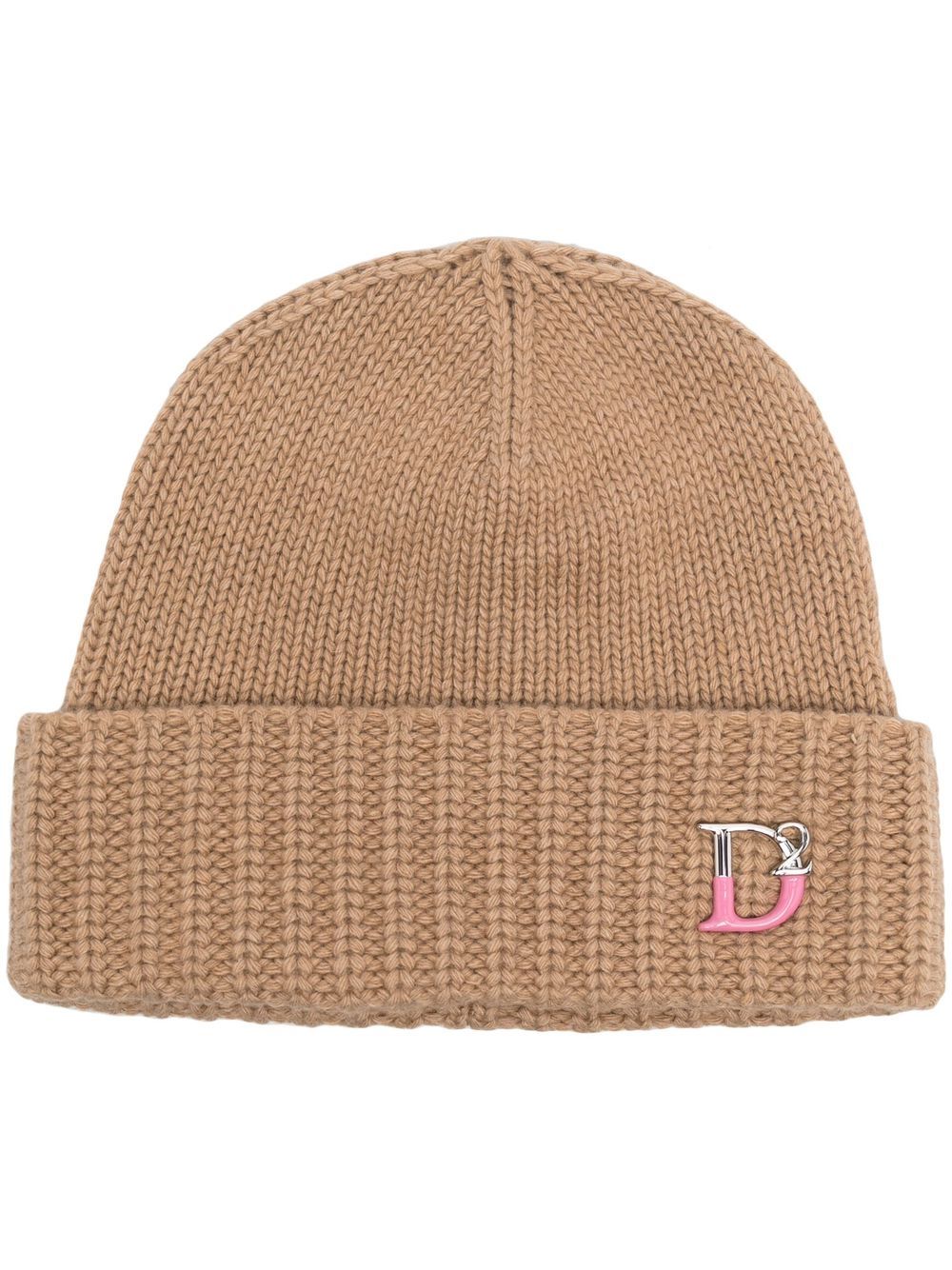 Dsquared2 Gestrickte Beanie mit Logo-Schild - Nude von Dsquared2