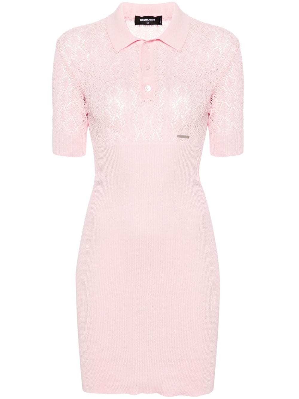 Dsquared2 Lochstrick-Kleid mit Polokragen - Rosa von Dsquared2