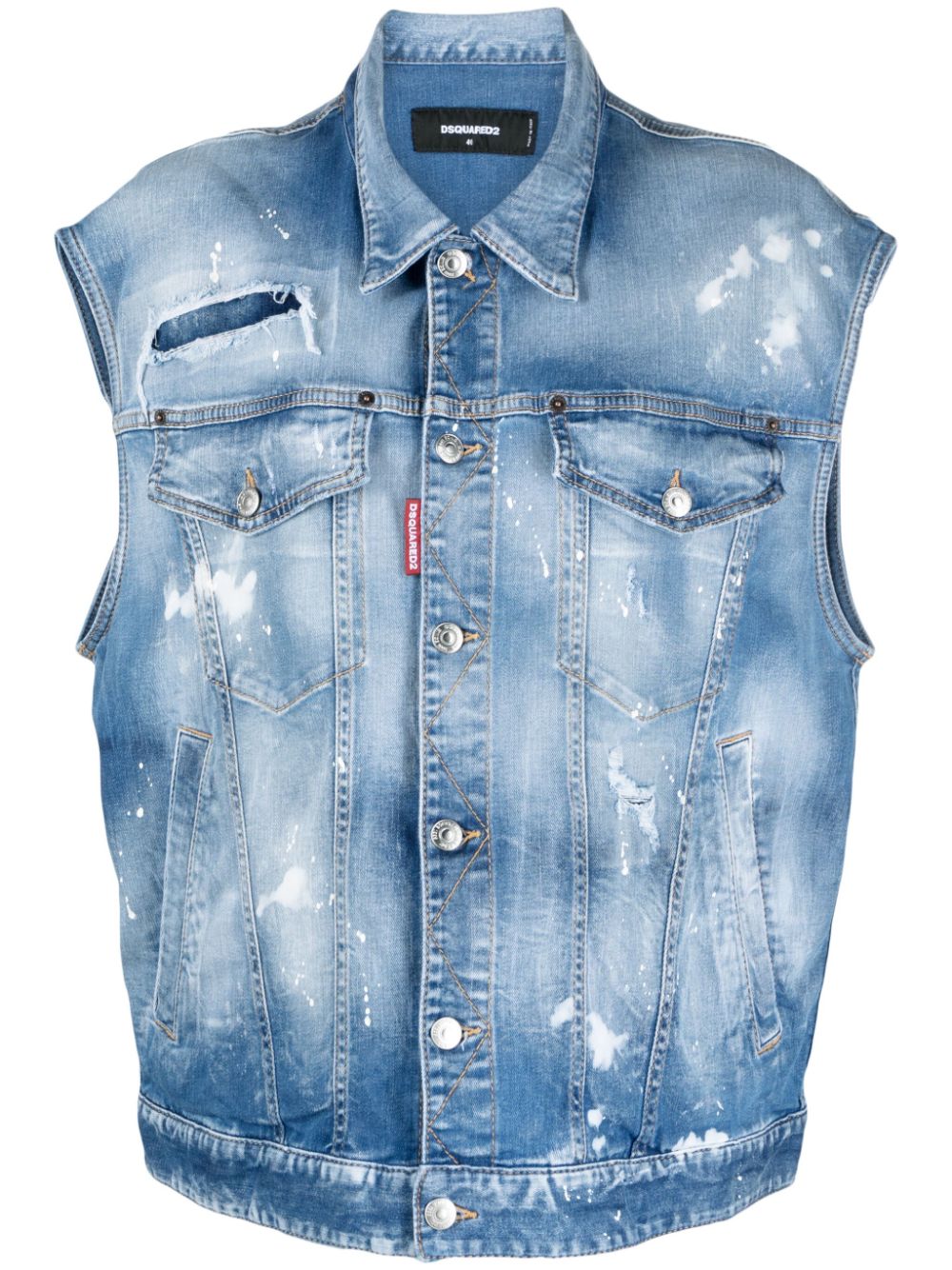 Dsquared2 Jeansweste mit Farbklecks-Print - Blau von Dsquared2