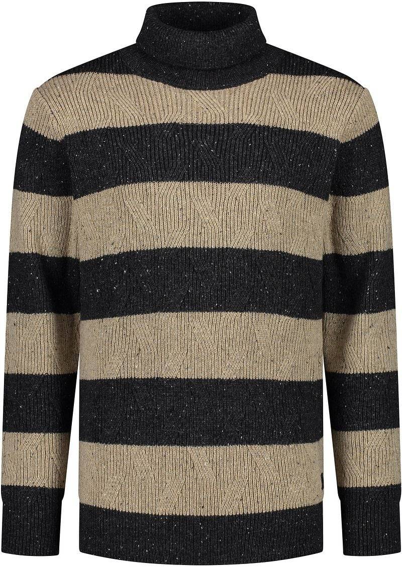 Dstrezzed Rollkragenpullover Wool Mix Streif Anthrazit - Größe XL von Dstrezzed