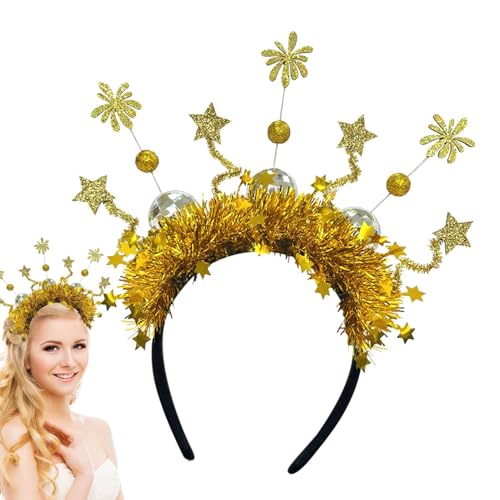 Dtaigou 2025 Stirnband,2025 Kopfbedeckung - Goldene silberne Haarbänder,Glitzernde Pailletten-Kopfbedeckung, Festival-Kostüm-Requisiten, Haarschmuck für Erwachsene und Kinder von Dtaigou
