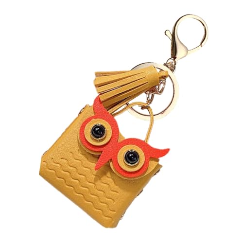 Dtaigou Eulen-Schlüsselanhänger aus Leder, Eulen-Schlüsselanhängerhalter, Eulen Quaste Geldbeutel Schlüsselanhänger, Eulen-Geldbörsen-Schlüsselanhänger, schicker Tier-Quasten-Schlüsselanhänger für von Dtaigou