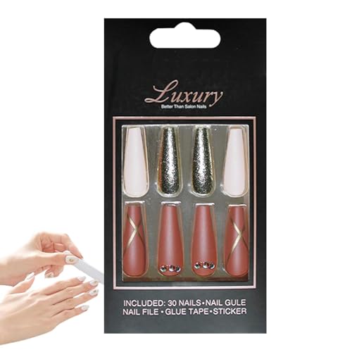 Dtaigou Sarg-Ballett-Press- -Nägel,French-Tip-Press- -Nägel | Extra langer, vollflächiger Acrylkleber auf den Nägeln - Wiederverwendbare, dauerhafte Ballerina-Kunstnägel für Frauen und Mädchen von Dtaigou