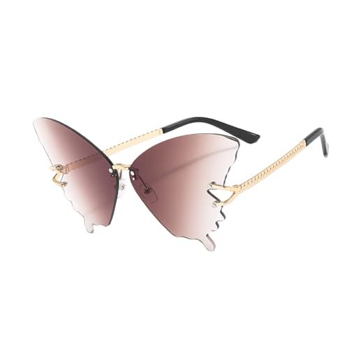 Dtaigou Schmetterlingsbrille | Übergroße Brille,UV-Schutz Blendschutz Randlose Brille für Frauen Outdoor Autofahren Urlaub Festival Sommer von Dtaigou