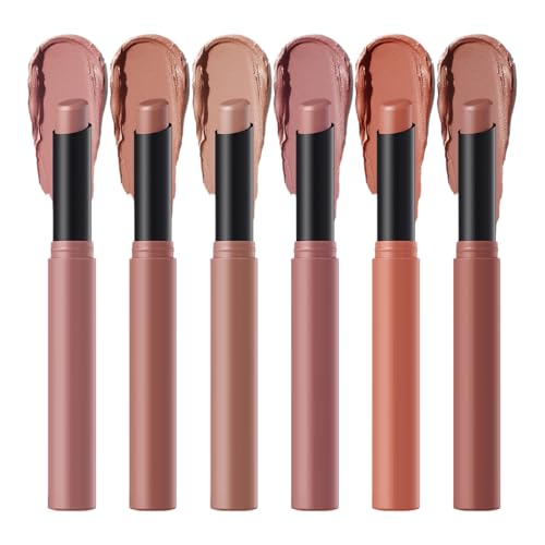 Matte nackte Lippenstift, Röhrenlipsticks mit 6 Farben, wasserdichtes Hochpigmentstab -Make -up für Mädchen und Frauen von Dtaigou