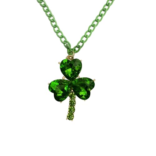 Halskette mit großem Kleeblatt-Anhänger für Damen, Glückskleeblatt, 4-blättrige Blume, verstellbare Kette, modisch, St. Patrick's Day, Kleid, Accessoires, Urlaubsschmuck, 48,3 cm von Dtja