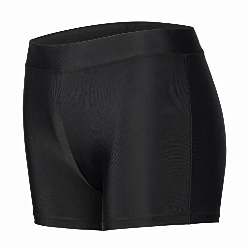 Dtone Mädchen Kurz Hose für Tanz Gymnastik Turnanzug Turn Shorts Glitzer glänzend Fitness HotpantsElasthan-schwarz 140 (9-10 Jahre) von Dtone