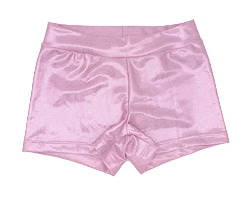 Dtone Mädchen Kurz Hose für Tanz Gymnastik Turnanzug Turn Shorts Glitzer glänzend Fitness Hotpants, Rosa 130 (7-8 Jahre) von Dtone