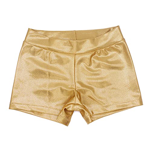 Mädchen-Shorts für Tanz, Gymnastik, Trikot, athletische Shorts, glitzernd, glänzend, Sport, Fitness, Hotpants, gold, 11-12 Jahre von Dtone