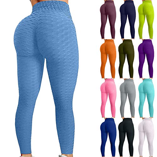 Dtuta Damen Sport Leggins Honeycomb Gym Sporthose Yogahose Anti Cellulite Hohe Taille Sportleggins Sexy Booty Push Up Trainingshose Hotpants Kompression Sport Fitness mit Bauchkontrolle von Dtuta