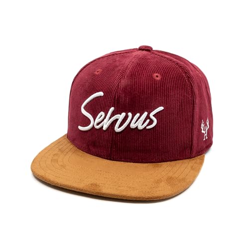 Du Hirsch Bayerisches Snapback Cap Servus Weinrot Cord One Size von Du Hirsch