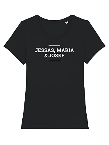 Du Hirsch Frauen T-Shirt Bayerisch Jessas, Maria & Josef Schwarz XL von Du Hirsch
