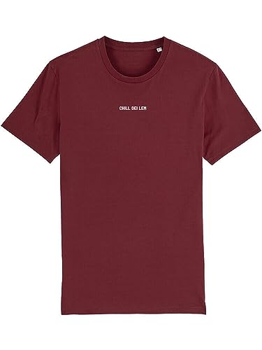 Du Hirsch Herren T-Shirt Bayerisch Chill Dei Lem Weinrot L von Du Hirsch