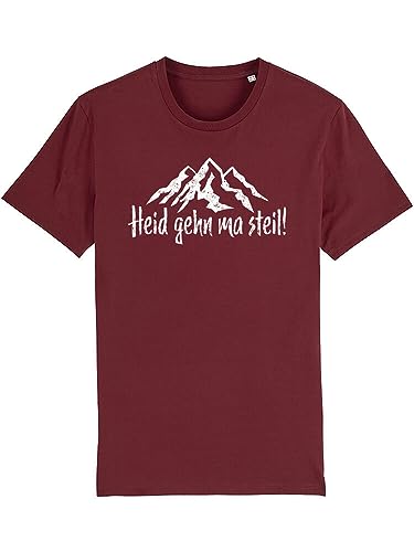 Du Hirsch Herren T-Shirt Bayerisch Heid GEH ma steil Weinrot L von Du Hirsch