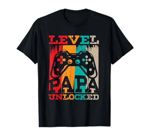 Herren Du wirst Papa Next Level Papa Unlocked Gamer Vater T-Shirt von Du wirst Papa Überraschung und Geschenk Männer