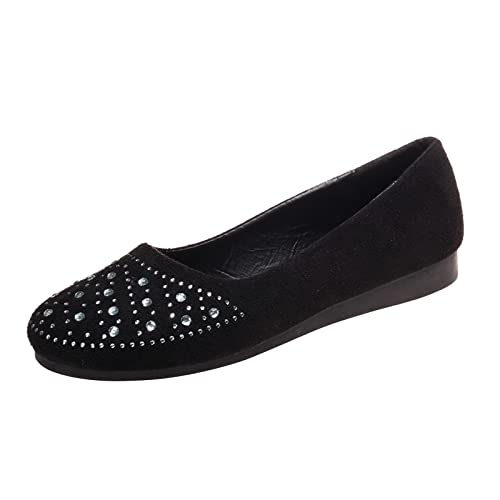 DuBiytlk Elegante Schuhe Damen Slingback Pumps Damen Damen Freizeitschuhe Damenschuhe Einzelschuhe Arbeitsschuhe mit Spitzen Zehen Brautschuhe Flach Brautschuhe Ivory Silberne (Black, 42) von DuBiytlk