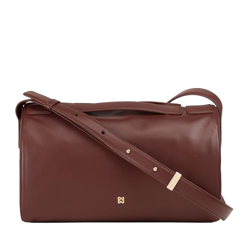 DUDU Borsa Bauletto a Tracolla da Donna in Pelle – Borsa Elegante, Grande e Spaziosa Con Tracolla Regolabile per Ogni Occasione Chocolate_Lilac von DuDu