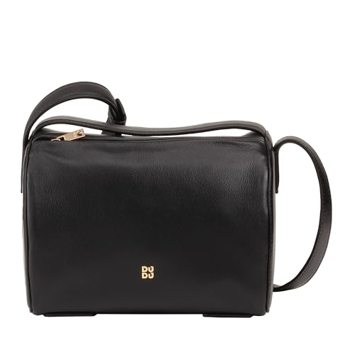 DUDU Umhängetasche für Damen aus Leder – Elegante kleine Tasche mit verstellbarem Schultergurt für Jede Gelegenheit Black_Nude von DuDu