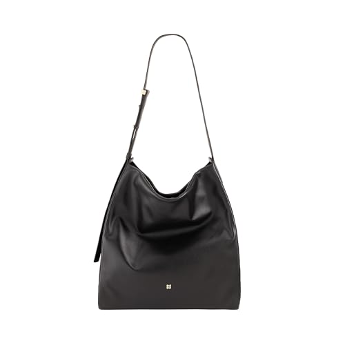 DUDU Borsa Donna a Spalla Trapezoidale in Vera Pelle, Borsa a Trapezio Con Tracolla Regolabile – Elegante, Spaziosa per Tempo Libero, Lavoro, Sera Black_Nude von DuDu
