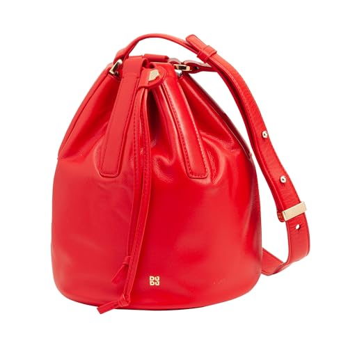 DUDU Borsa a Secchiello Donna in Pelle Grande Con Tracolla Regolabile e Chiusura a Coulisse – Borsa Elegante, Spaziosa e Pratica per USO Quotidiano e Occasioni Speciali Flammenrot von DuDu