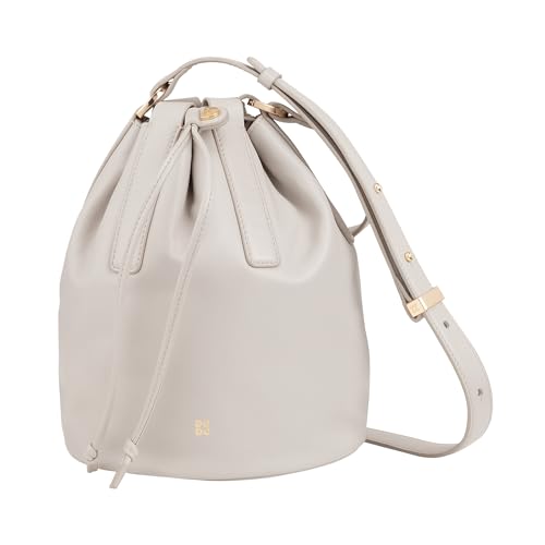 DUDU Borsa a Secchiello Donna in Pelle Grande Con Tracolla Regolabile e Chiusura a Coulisse – Borsa Elegante, Spaziosa e Pratica per USO Quotidiano e Occasioni Speciali Perla von DuDu