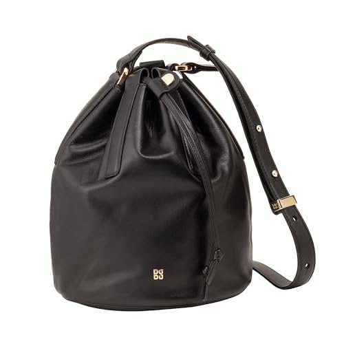 DUDU Borsa a Secchiello Donna in Pelle Grande Con Tracolla Regolabile e Chiusura a Coulisse – Borsa Elegante, Spaziosa e Pratica per USO Quotidiano e Occasioni Speciali Schwarz Rose von DuDu
