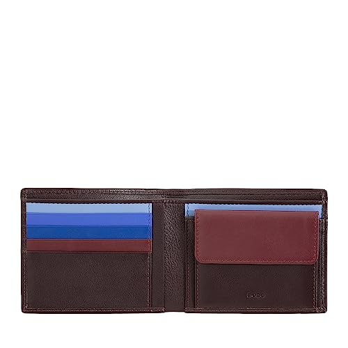 DUDU Bunte Herrenbrieftasche RFID aus Nappaleder mit Münzfach und Kartensteckfächer Dunkelburgundy von DuDu