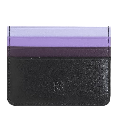 DUDU Buntes Kreditkartenetui in Nappaleder und 6 Fächern Black_Lavender von DuDu