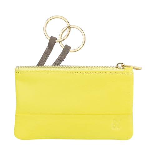 DUDU Buntes Schlüsseletui aus Leder Unisex mit Reißverschluss Citrus Yellow von DuDu