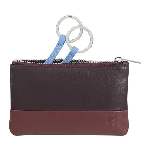 DUDU Buntes Schlüsseletui aus Leder Unisex mit Reißverschluss Dunkelburgundy von DuDu