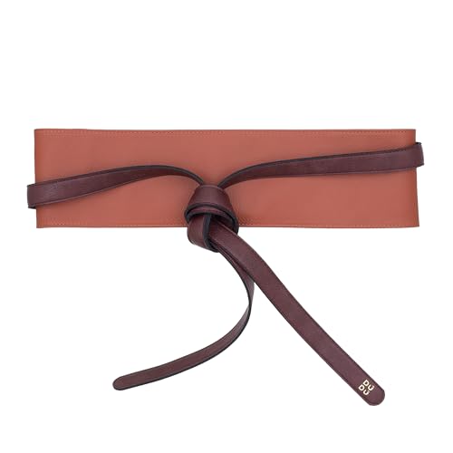 DUDU Cintura Donna Obi in Vera Pelle, Made in Italy, Cintura Larga Annodabile Donna per Vestito, Fusciacca in Pelle a Vita Alta Zimt von 64 cm von DuDu