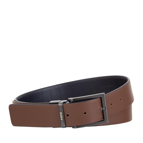 DUDU Cintura Reversibile Uomo in Pelle, Made in Italy, Regolabile e Con Fibbia Girevole, Pelle Con un Lato Stampato e un Lato Liscio Mehrfarbig2 von 100 cm von DuDu