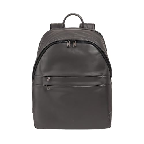 DUDU Damen- und Herren-Lederrucksack für PCs bis zu 15,6“ MacBook 16 Zoll, Reiserucksack 20 Liter, Rucksack für Arbeit und Büro mit elegantem essentiellem Design Anthrazit von DuDu