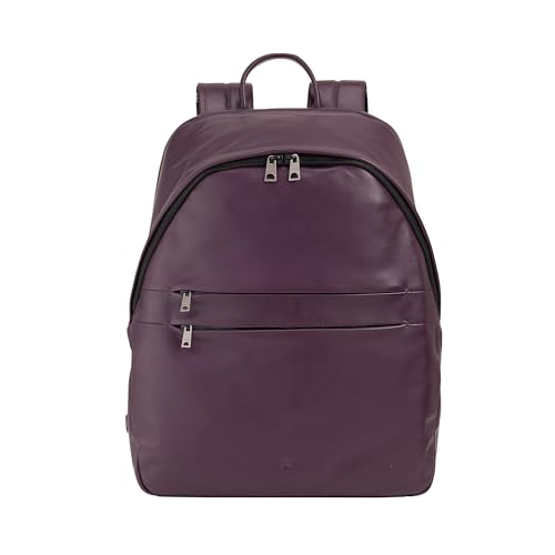 DUDU Damen- und Herren-Lederrucksack für PCs bis zu 15,6“ MacBook 16 Zoll, Reiserucksack 20 Liter, Rucksack für Arbeit und Büro mit elegantem essentiellem Design Deep Purple von DuDu