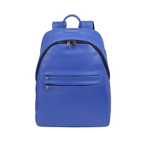 DUDU Damen- und Herren-Lederrucksack für PCs bis zu 15,6“ MacBook 16 Zoll, Reiserucksack 20 Liter, Rucksack für Arbeit und Büro mit elegantem essentiellem Design Kornblume von DuDu
