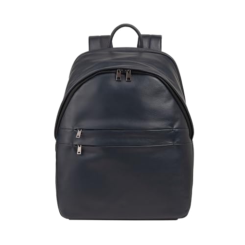 DUDU Damen- und Herren-Lederrucksack für PCs bis zu 15,6“ MacBook 16 Zoll, Reiserucksack 20 Liter, Rucksack für Arbeit und Büro mit elegantem essentiellem Design Navy von DuDu