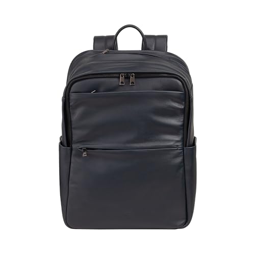 DUDU Damen- und Herren-Lederrucksack für PCs bis zu 15,6“ MacBook 16 Zoll, Reiserucksack 20 Liter, eleganter Multifach-Rucksack für Arbeit und Büro Navy von DuDu