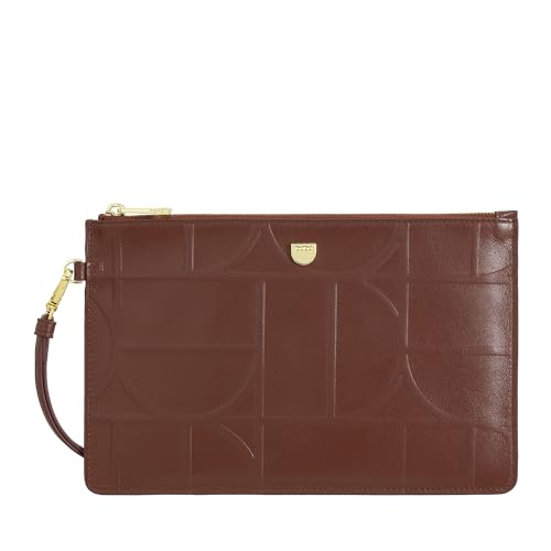 DUDU Grande Pochette Donna in Pelle Stampata da Polso, Pochette a Mano Con Laccetto – Elegante, Spaziosa e Pratica per Carte, Banconote e Monete Chocolate_Lilac von DuDu
