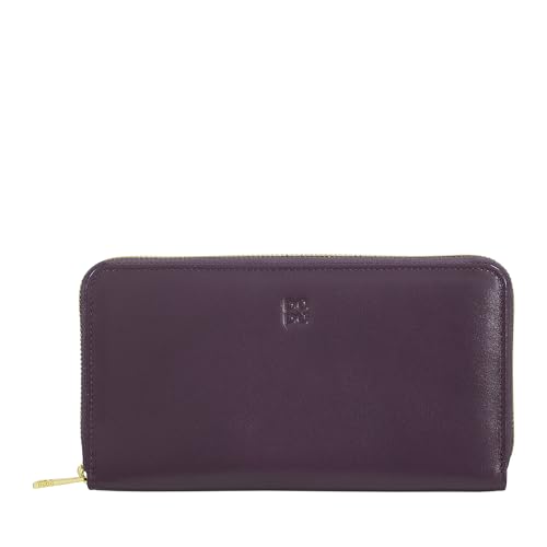 DUDU Große Bunte Damenbrieftasche RFID in echtem Leder mit Rundum - Reißverschluss Deep Purple von DuDu