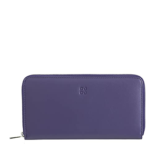 DUDU Große Bunte Damenbrieftasche RFID in echtem Leder mit Rundum - Reißverschluss Mauve von DuDu