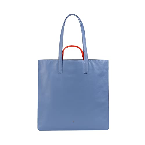 DUDU Große weiche Damentasche, farbige Leder Tote Einkaufstasche, doppelte Griffe, Elegante Umhängetasche, geräumige Handtasche Pastellblau von DuDu