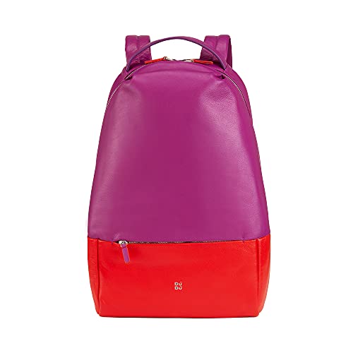 DUDU Herren-Sportrucksack aus mehrfarbigem Leder, weicher, Farbiger Damen-Rucksack mit Anti-Diebstahl-Tasche Fuchsia von DuDu