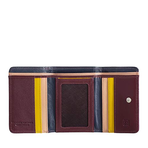 DUDU Kleine mehrfarbige RFID Dambenbrieftasche in Leder Colorful Burgundy von DuDu