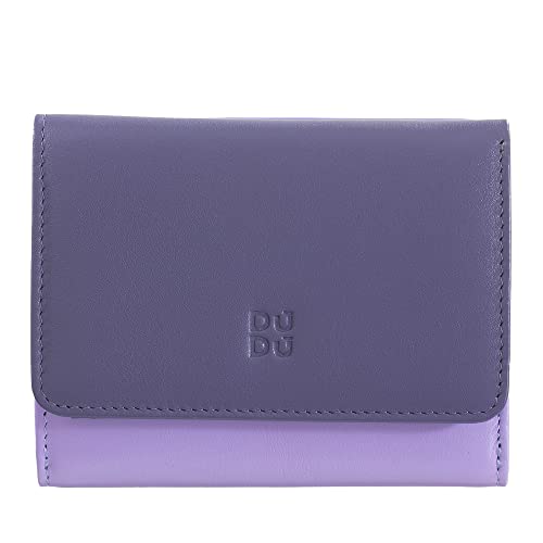 DUDU Kleine mehrfarbige RFID Dambenbrieftasche in Leder Colorful Mauve von DuDu