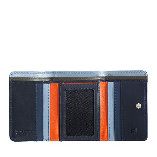 DUDU Kleine mehrfarbige RFID Dambenbrieftasche in Leder Colorful Navy von DuDu